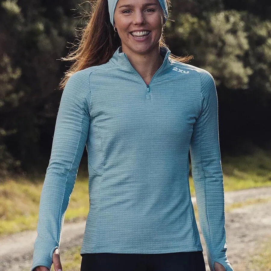 2XU Ignition 1/4 Zip Fleece | Chambray / White Reflective | Womens