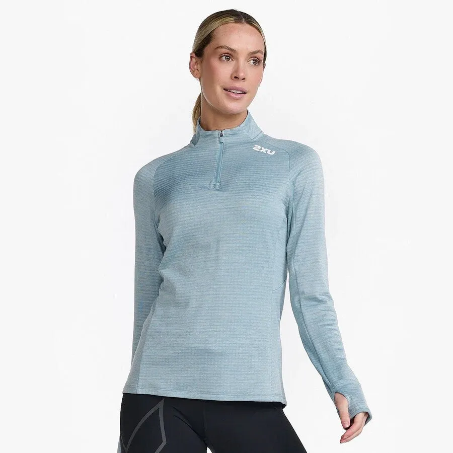 2XU Ignition 1/4 Zip Fleece | Chambray / White Reflective | Womens