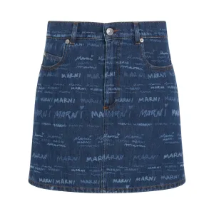 All Over Logo Skirt in Iris Blue