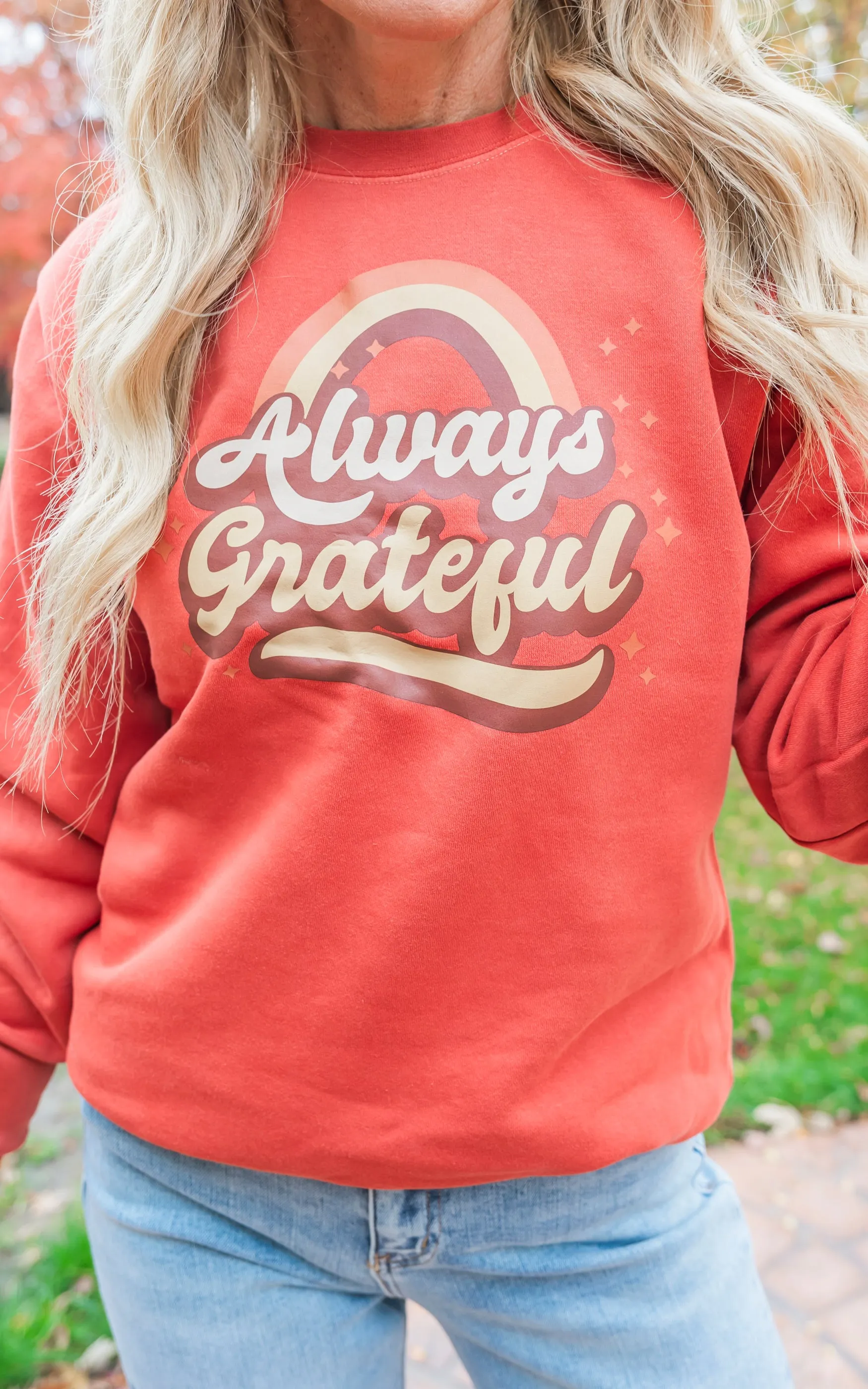 Always Grateful Pigment Dyed Graphic Sweatshirt*** - Final Sale