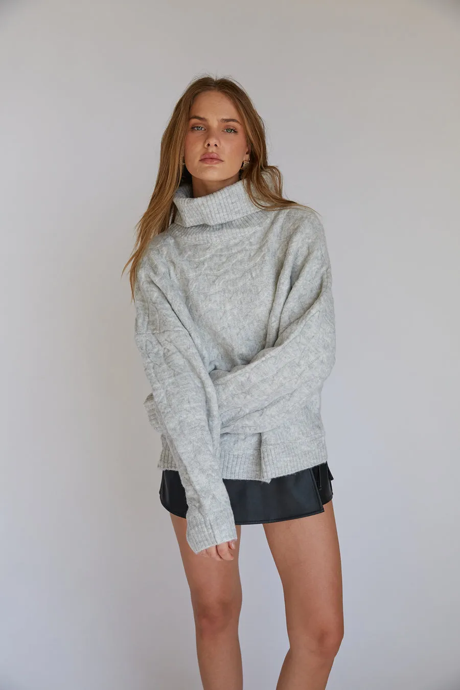 August Cable Knit Turtleneck Chunky Sweater