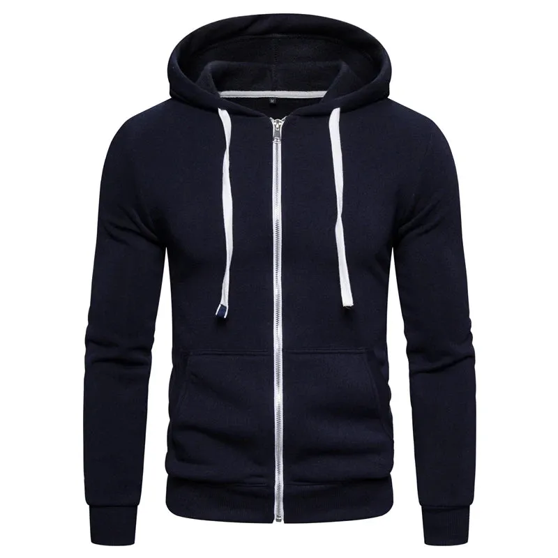 Autumn Winter Cotton Hoodied Mens Sweatshirts Solid Hoody Fleece Thick Hoodies Men Sportswear Zipper Sweatshirts Men