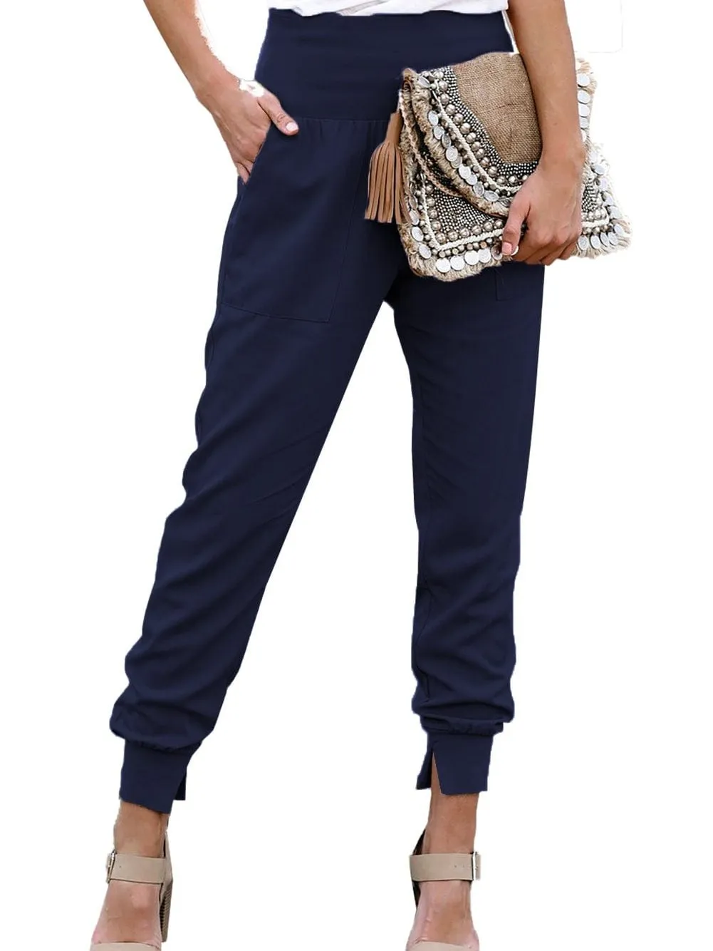 Blue Harem Style Casual Joggers