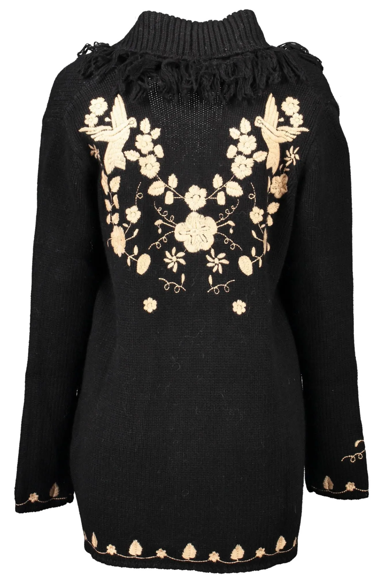 Blugirl Elegant Black Wool Cardigan with Embroidery