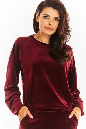 Chic Velvet Pleated Sweatshirt with Logo Detail