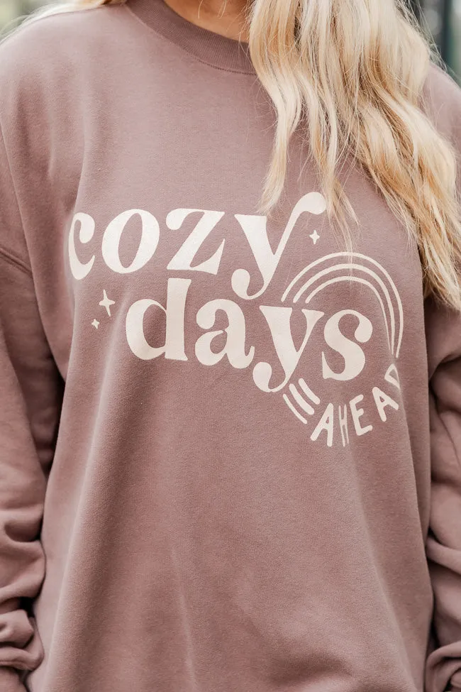 Cozy Days Ahead Mocha Oversized Graphic Sweatshirt FINAL SALE