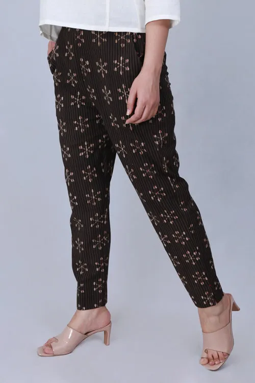 Dharan 'Kashish Narrow Pant' Brown Block printed Narrow Pant