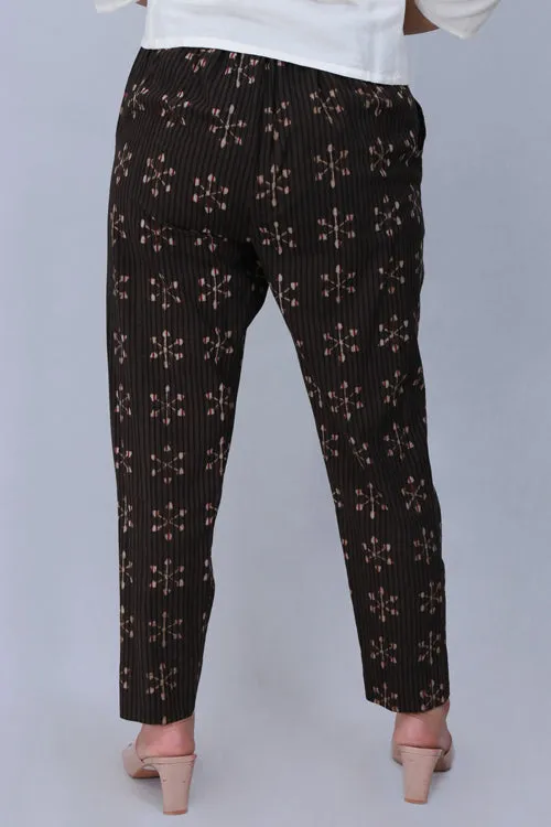 Dharan 'Kashish Narrow Pant' Brown Block printed Narrow Pant