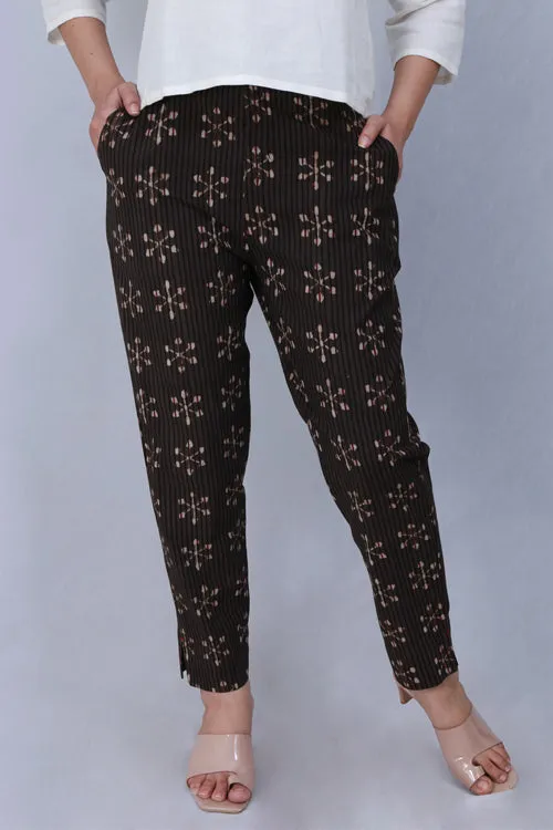 Dharan 'Kashish Narrow Pant' Brown Block printed Narrow Pant