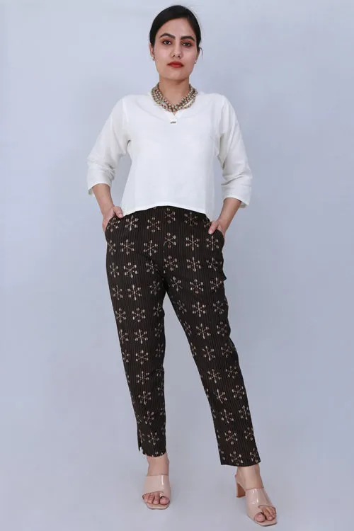 Dharan 'Kashish Narrow Pant' Brown Block printed Narrow Pant