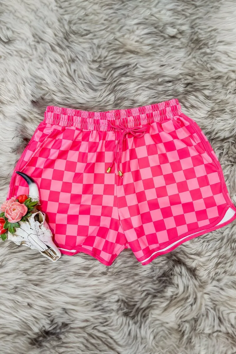 Drawstring Electric Pink Casual Shorts