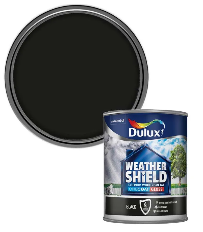 Dulux Weathershield One Coat Exterior Gloss Paint- Black