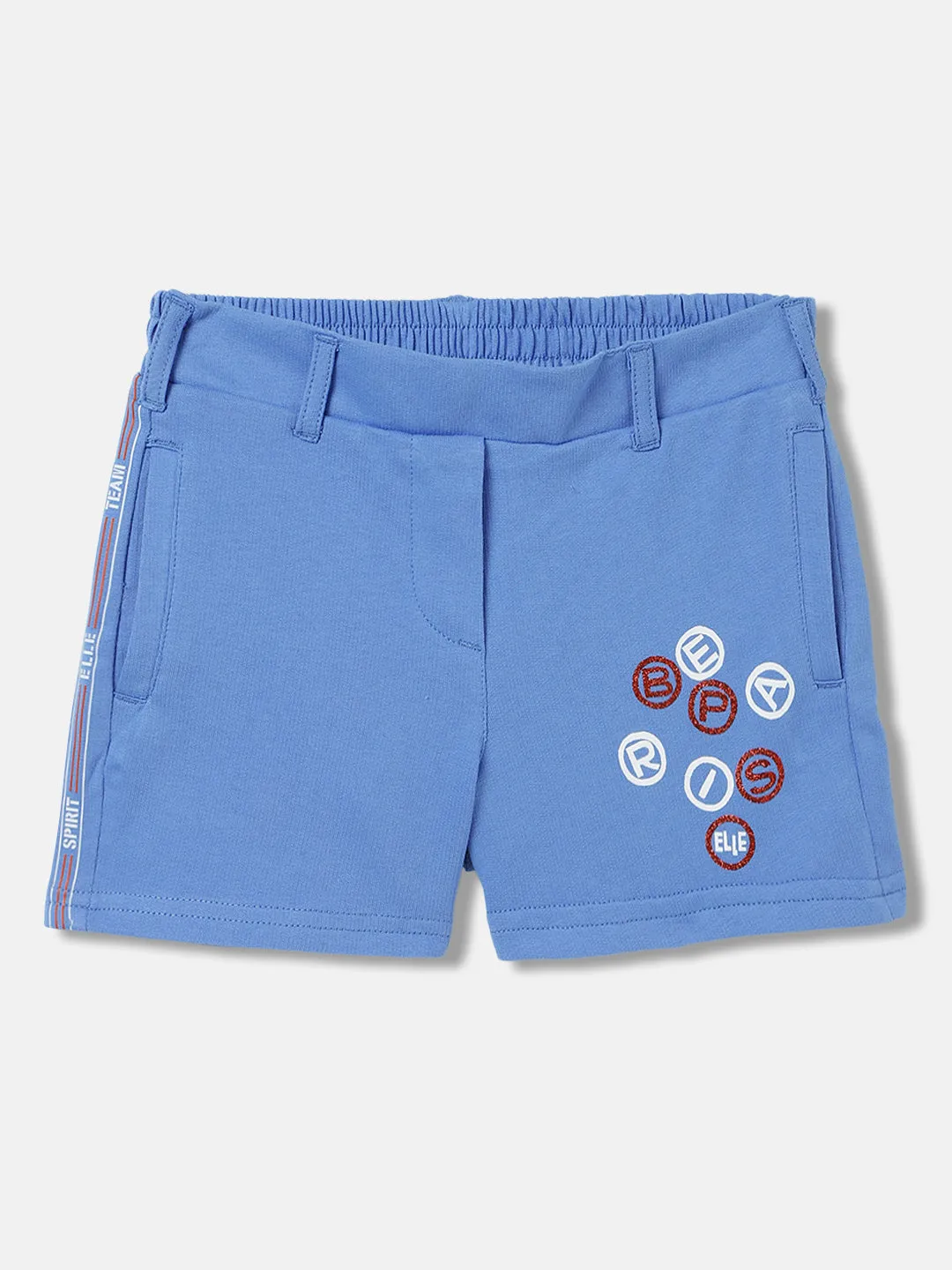 Elle Kids Girls Blue Solid Relaxed Fit Shorts