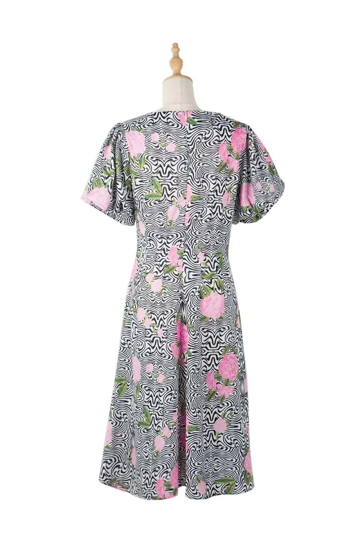 Floral & Abstract Print Puff Sleeve Dress - Shop Now!