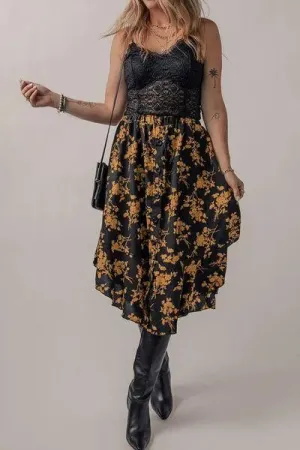 Floral Buttoned Ruffle Hem Skirt: Effortless Style & Elegance