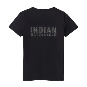 Indian Motorcycle  Womens Block Logo Stud T-Shirt Tee Light Comfortable Black