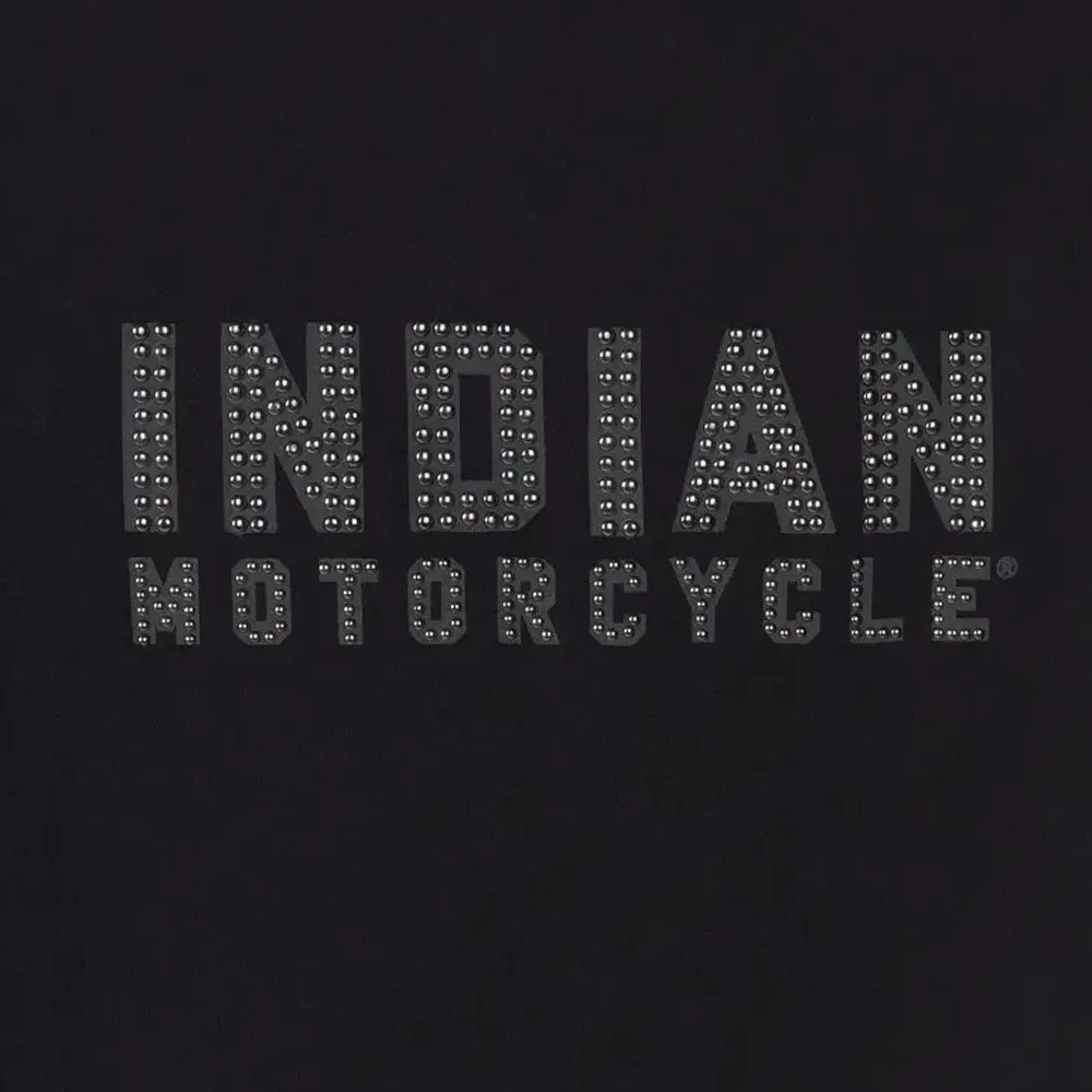 Indian Motorcycle  Womens Block Logo Stud T-Shirt Tee Light Comfortable Black