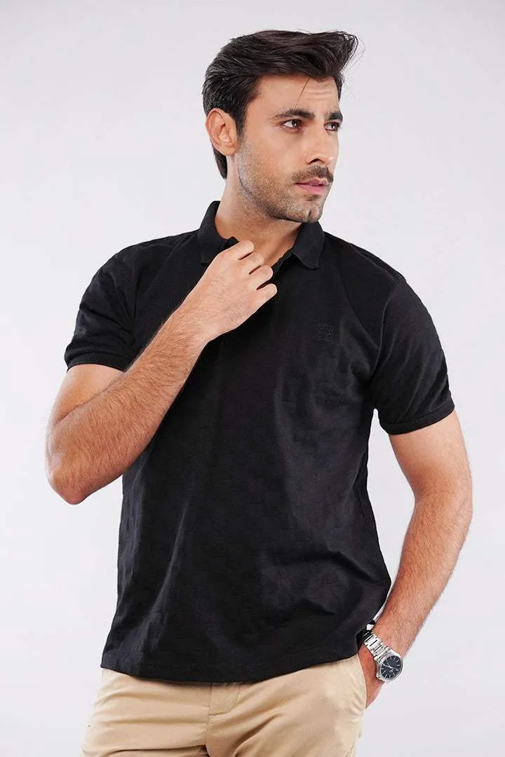 Jacquard Polo Shirt - Black