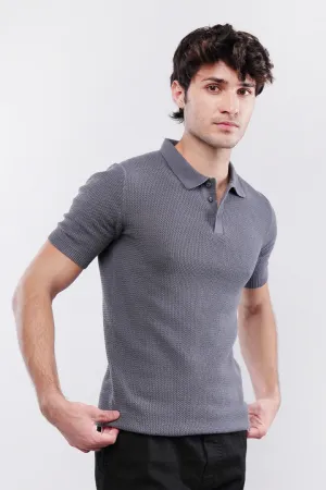 Knitted Polo Shirt - Grey