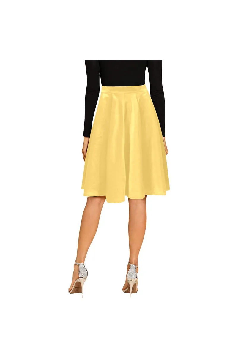 Light Mustard Melete Pleated Midi Skirt