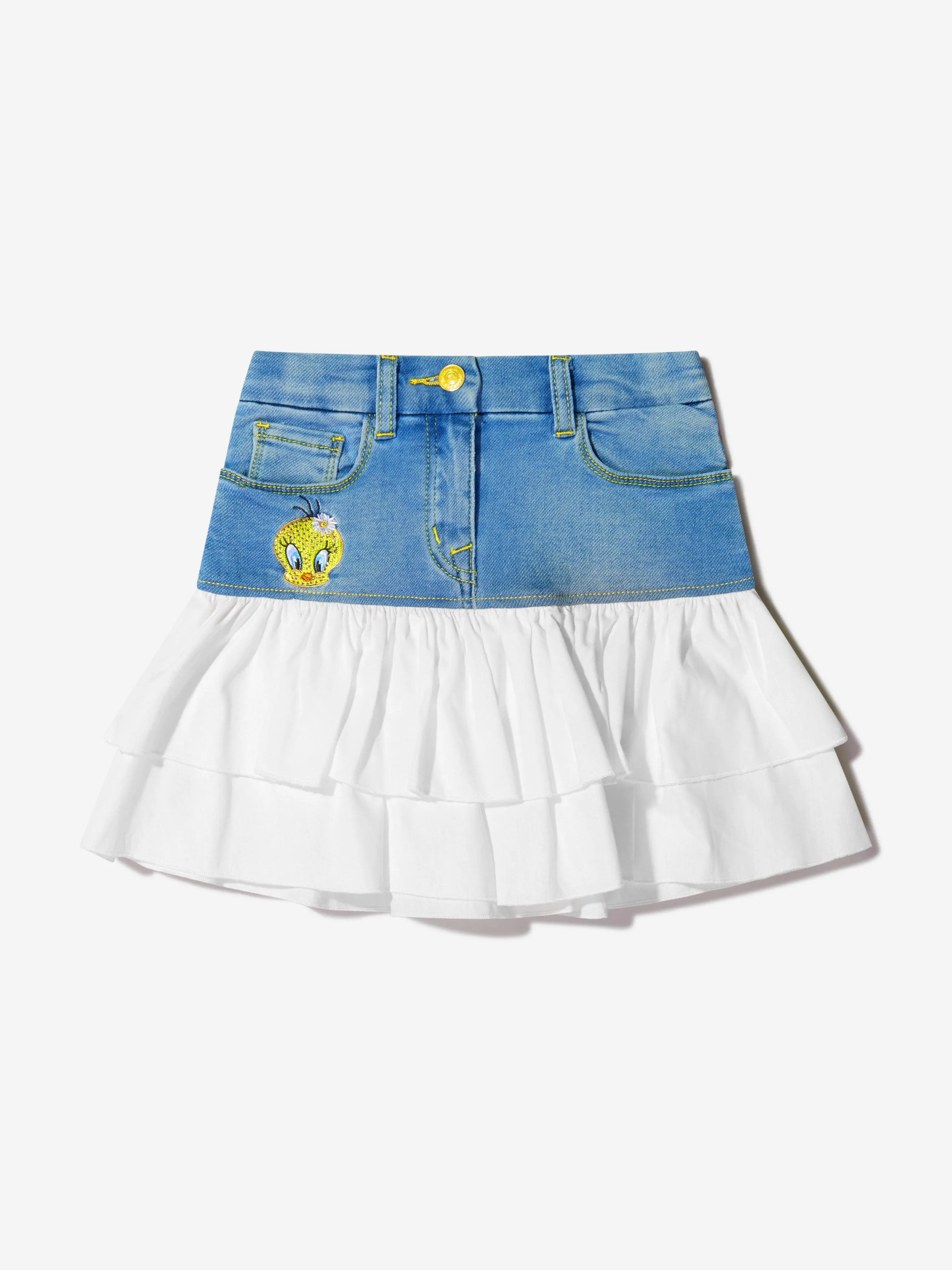 Monnalisa Girls Denim And Macrame Tweety Skirt