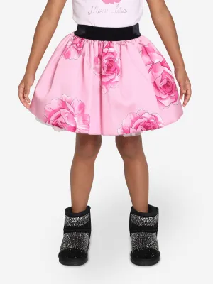 Monnalisa Girls Rose Mini Skirt in Pink