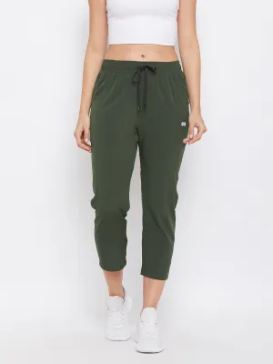 Olive Green Comfort Fit Angle-Length Jogger