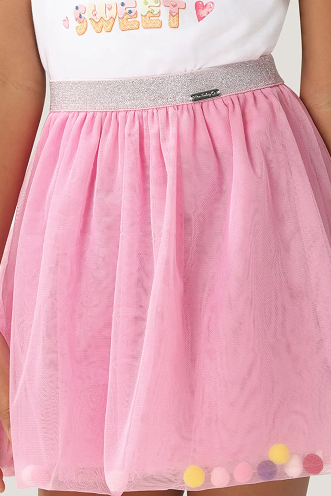 One Friday Kids Girls Pink Netted Skirt