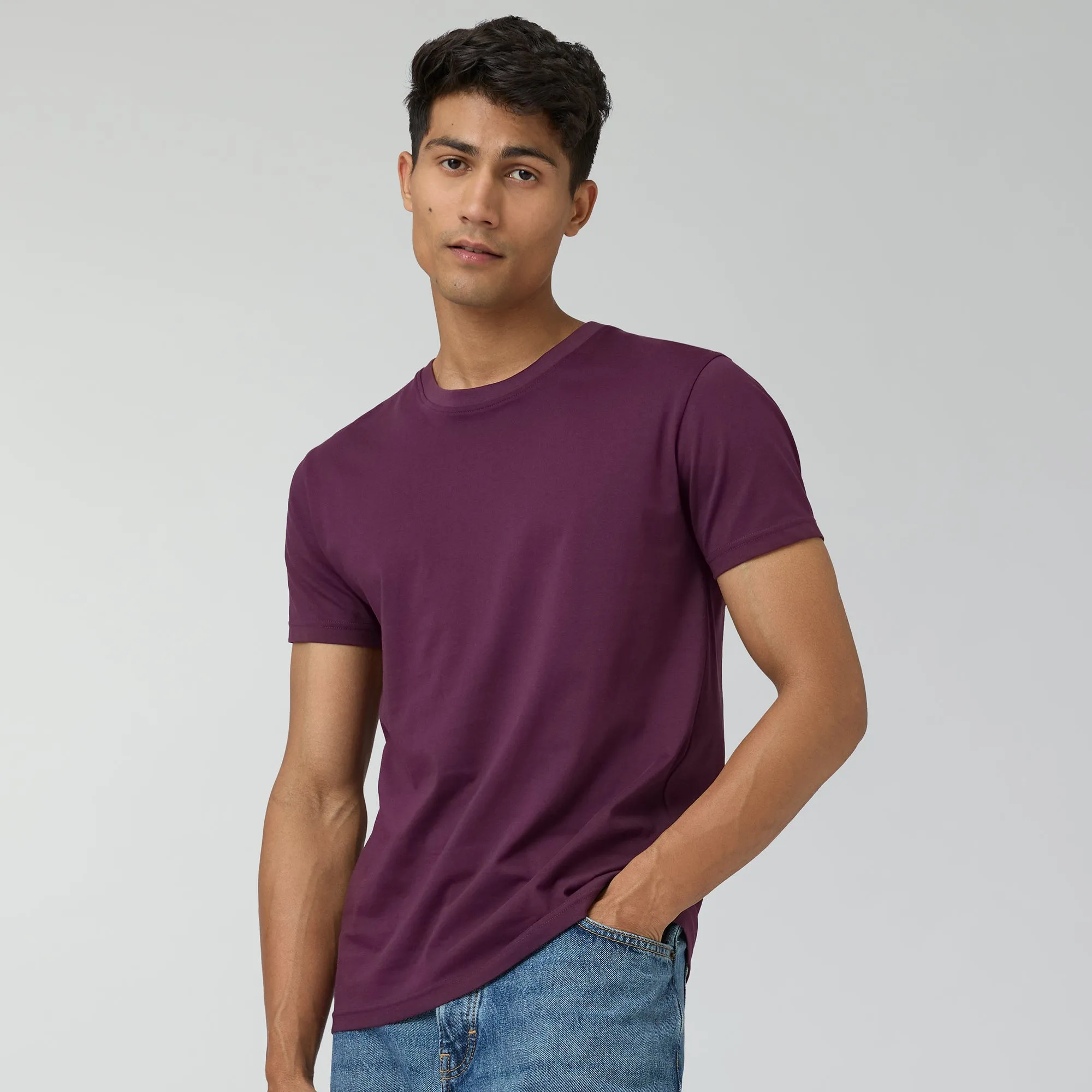 Pace Combed Cotton T-shirts Plum Red