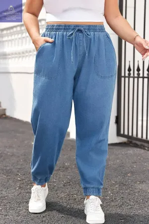 Plus Size Dusk Blue Denim Joggers