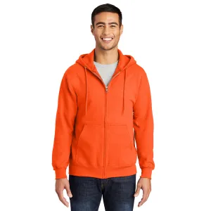 Port & Company® Essential Fleece Full-Zip Hooded Sweatshirt - Safety Orange