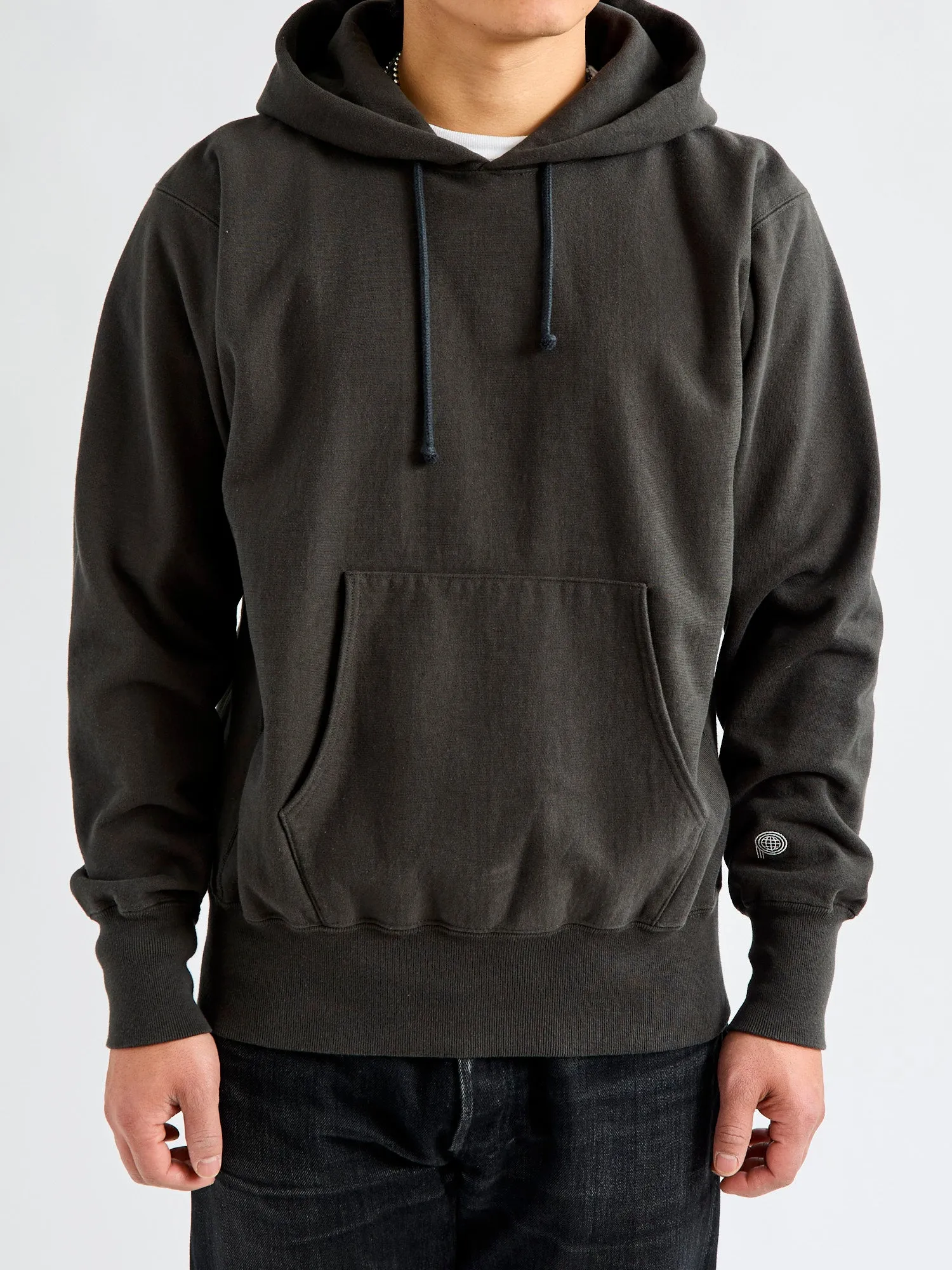 Reverse Weave Heavyweight Pullover Hoodie in Sulfur Black