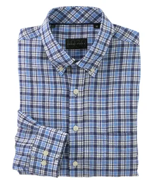 Roth 100% Linen Plaid Long Sleeve Sport Shirt