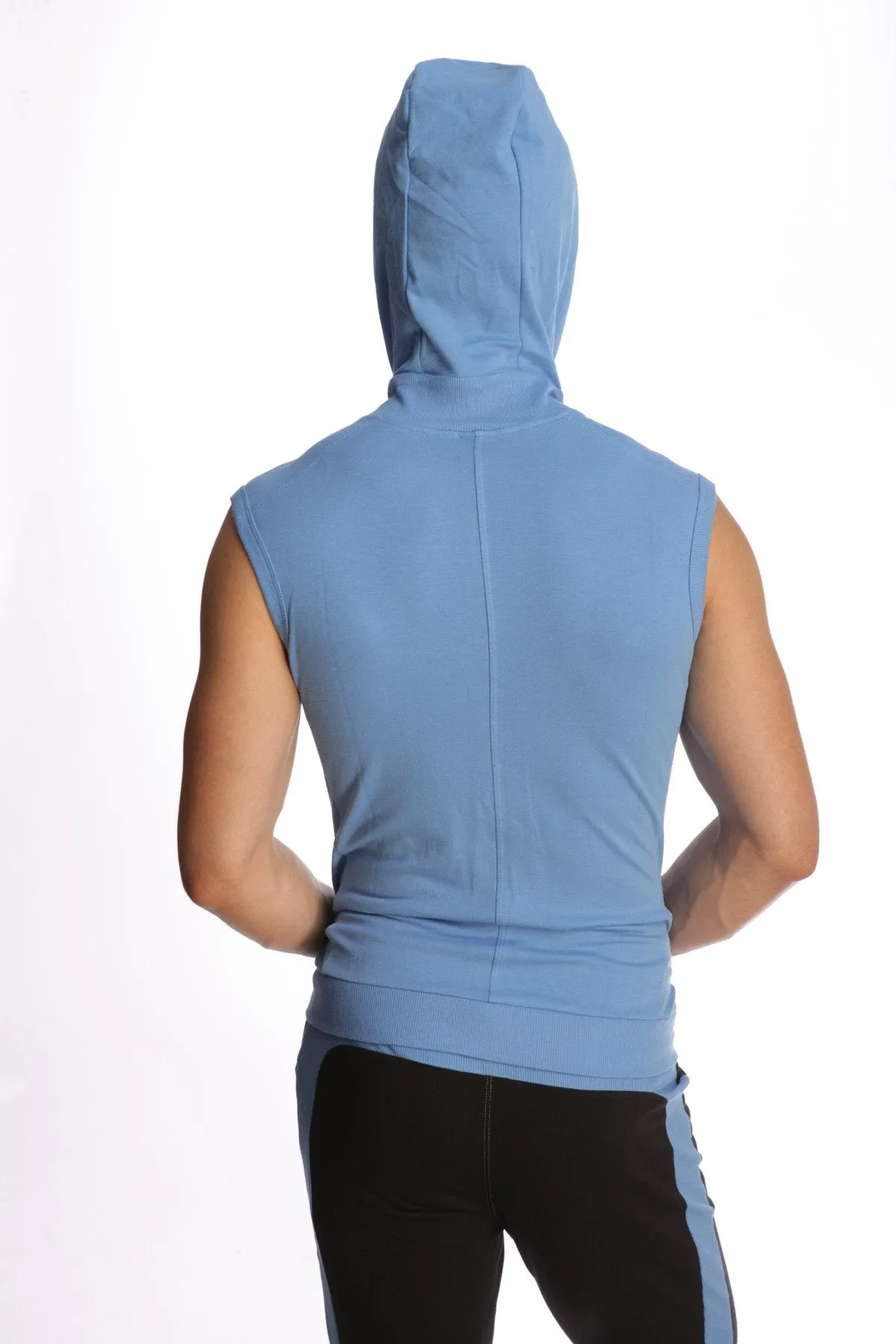 Sleeveless Yoga Hoodie (Ice Blue)