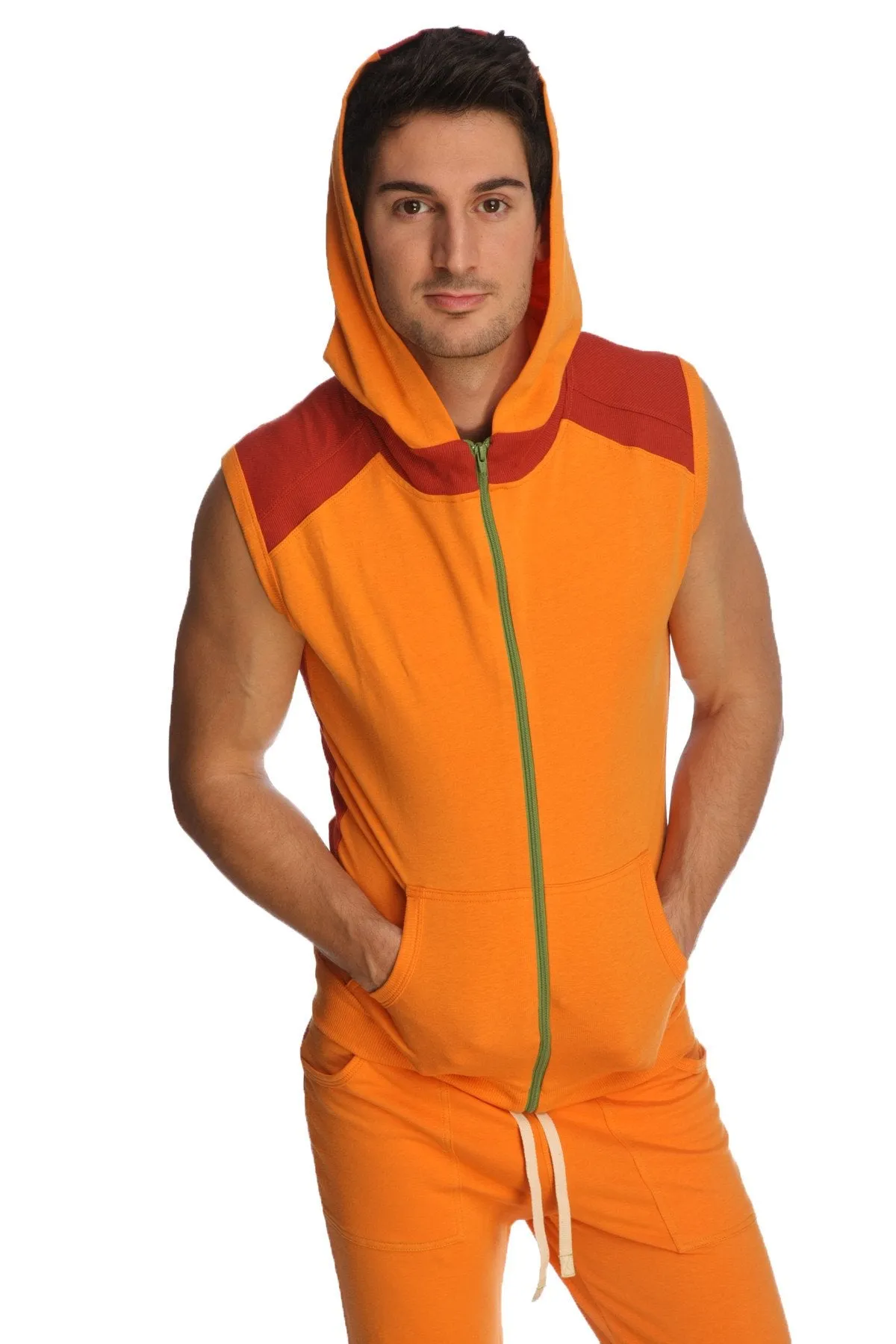 Sleeveless Yoga Hoodie (Sun Orange)