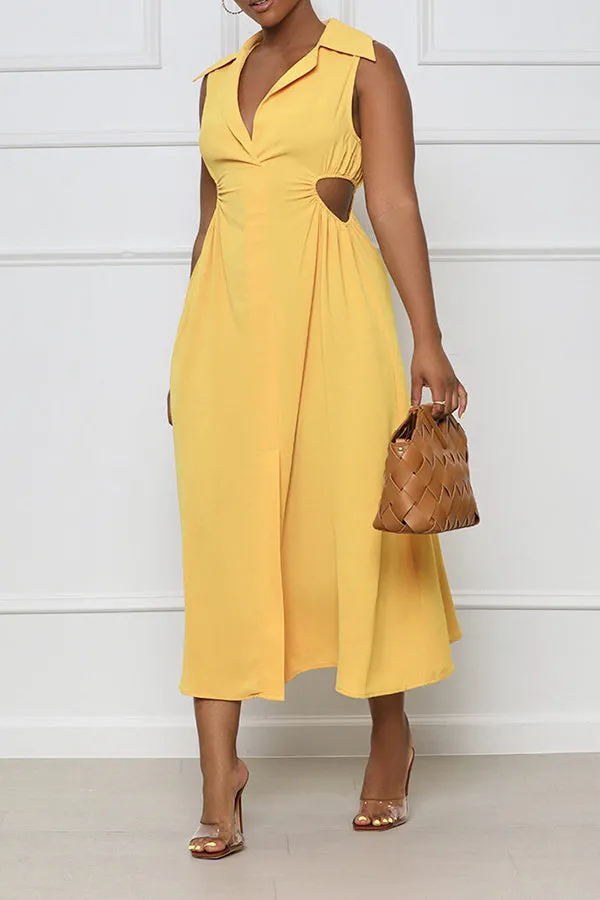 Stylish Hollow Detail Split Hem A-line Dress