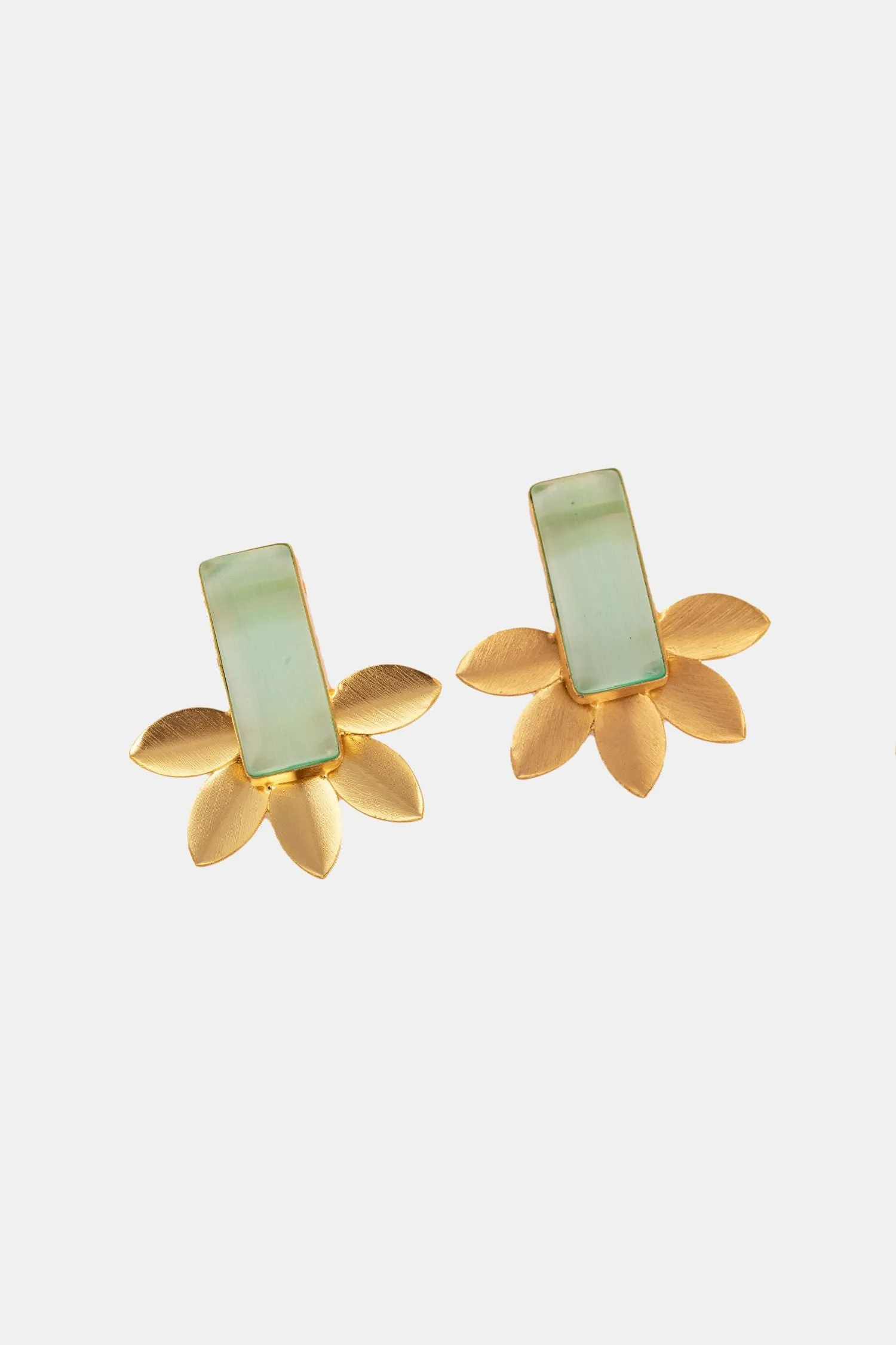 Stylish Mint Blue Stone And Leaf Earring