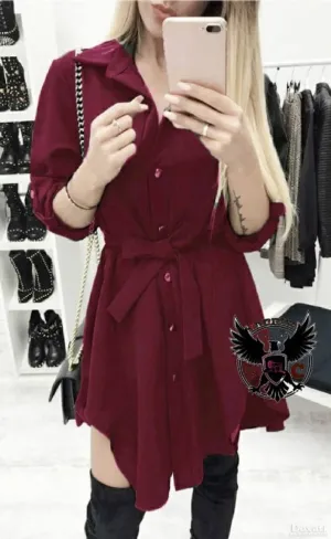 Stylish Rayon Asymmetric Shirt Dress