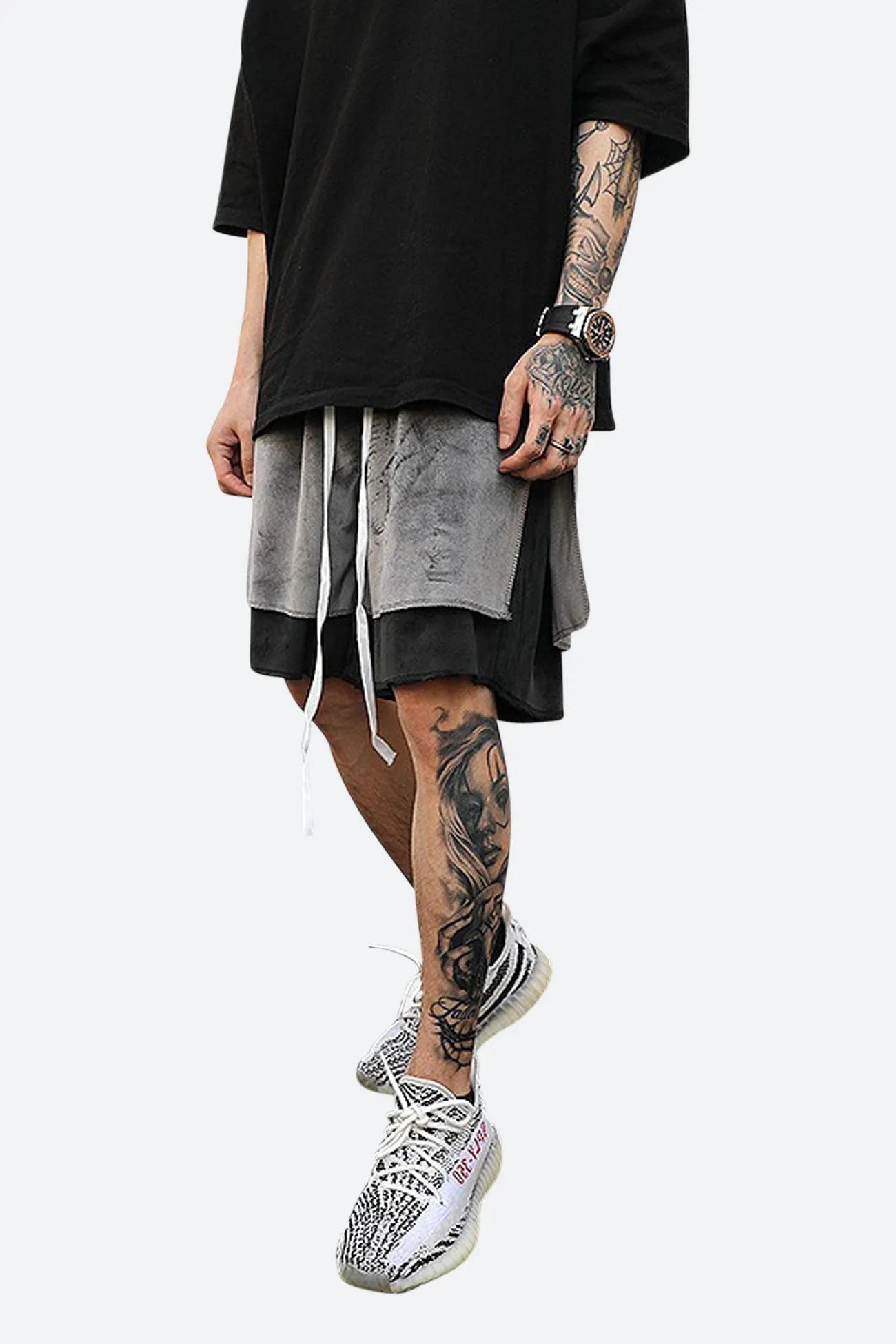 VELOUR DOUBLE STITCHED SHORTS