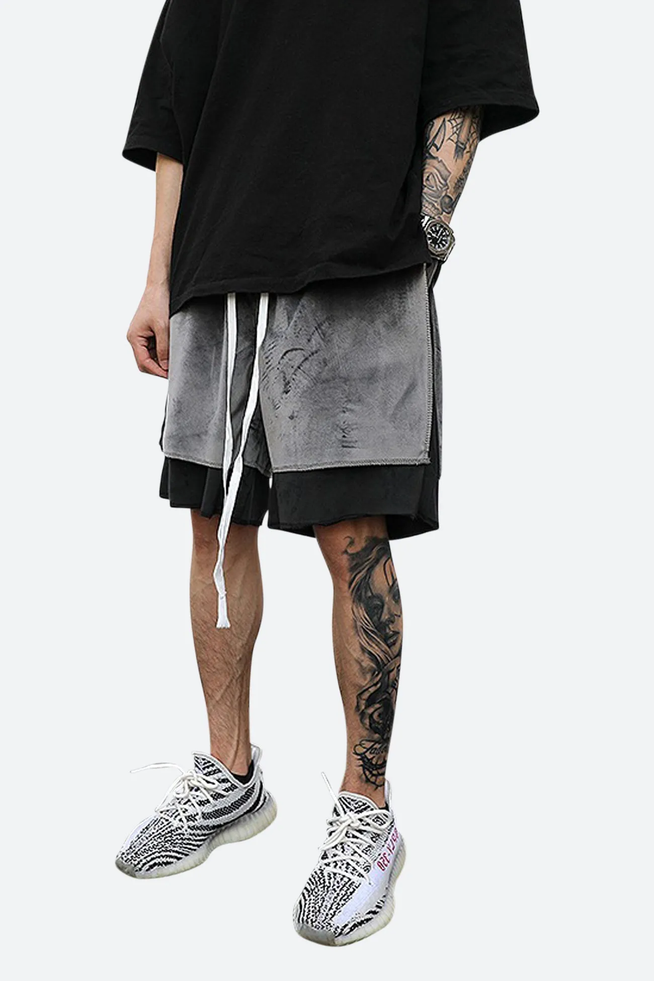 VELOUR DOUBLE STITCHED SHORTS