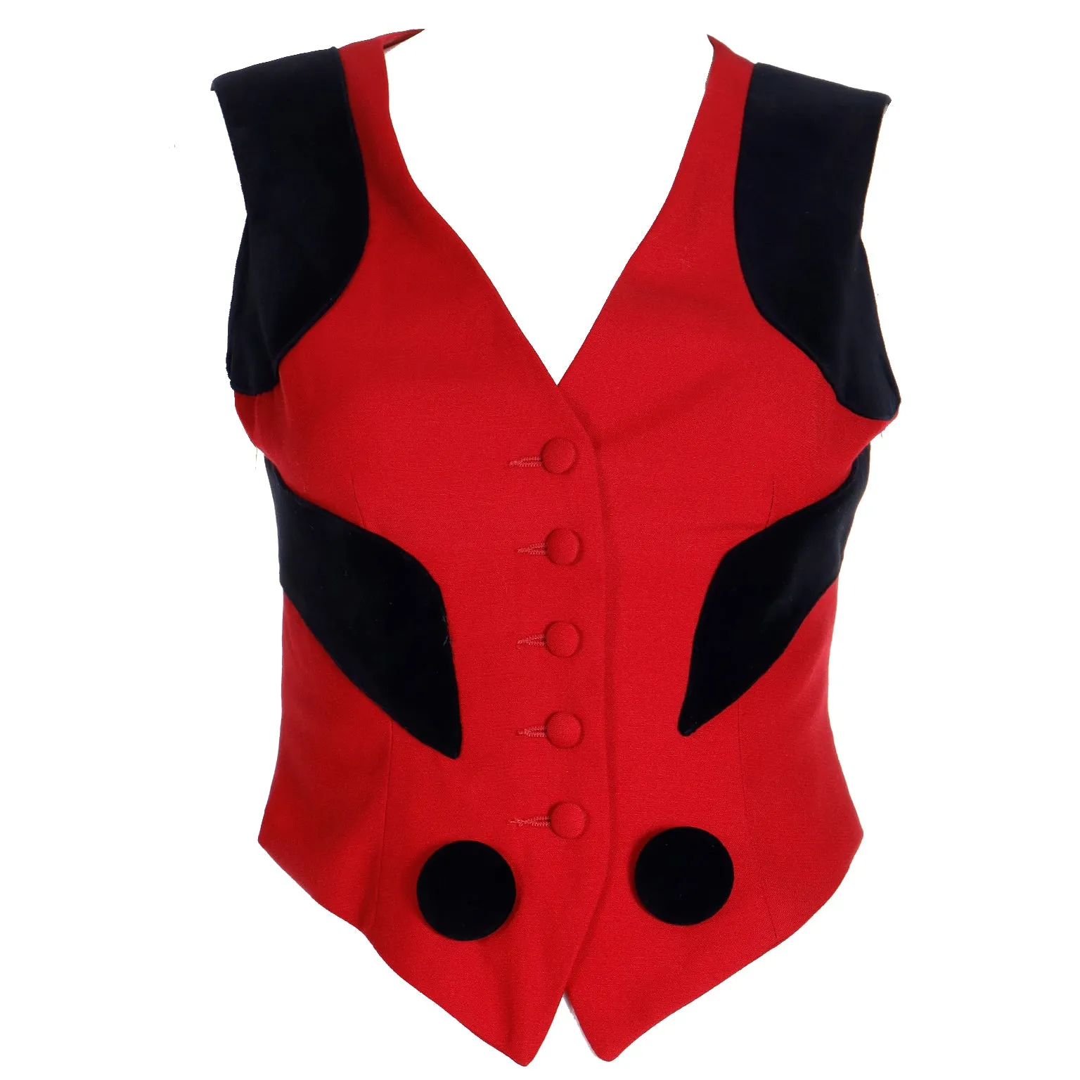 Vintage Franco Moschino Red & Black Question Mark Vest Sleeveless Top