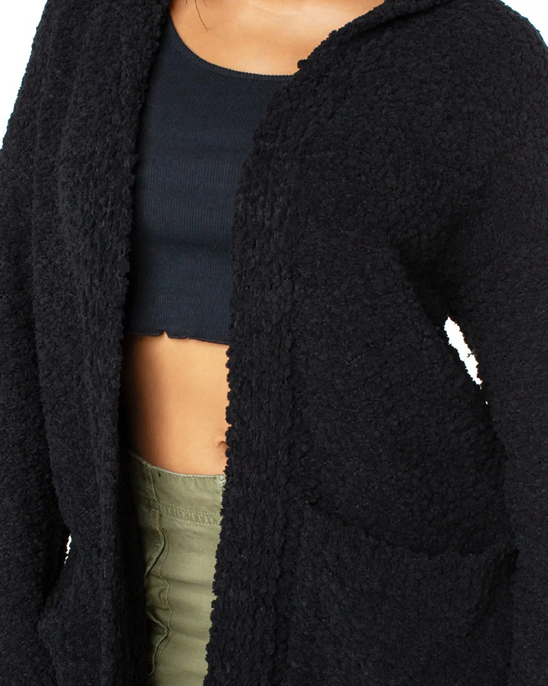 Weekend Retreat Open Front Hooded Cardigan