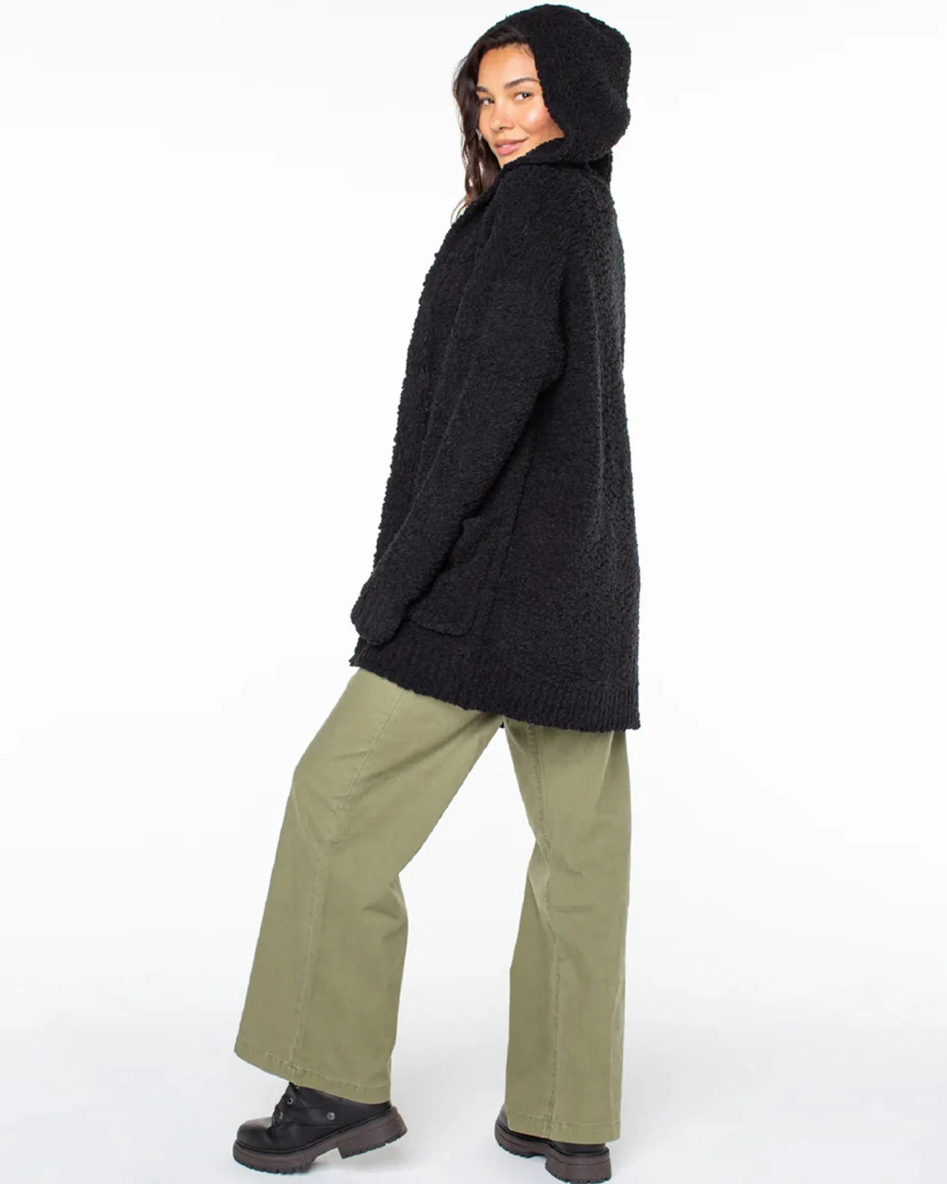 Weekend Retreat Open Front Hooded Cardigan