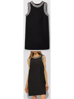 Women’s Crystal-Embroidered Black Mini Dress